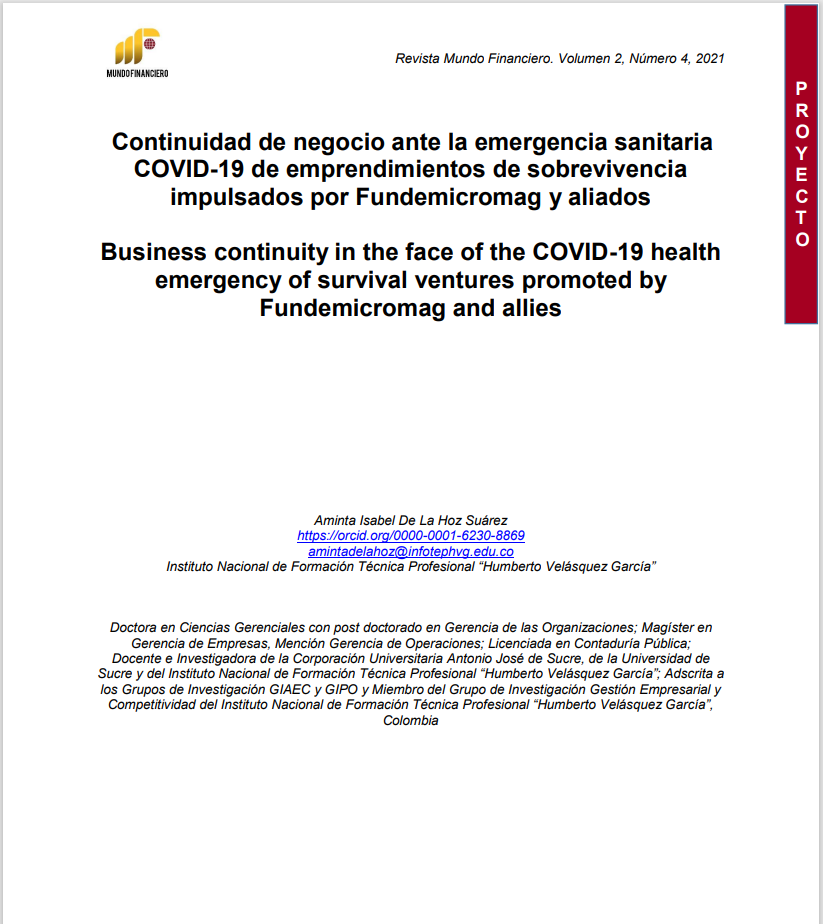 Continuidad de negocio ante la emergencia sanitaria COVID-19 de emprendimientos de sobrevivencia impulsados por Fundemicromag y aliados