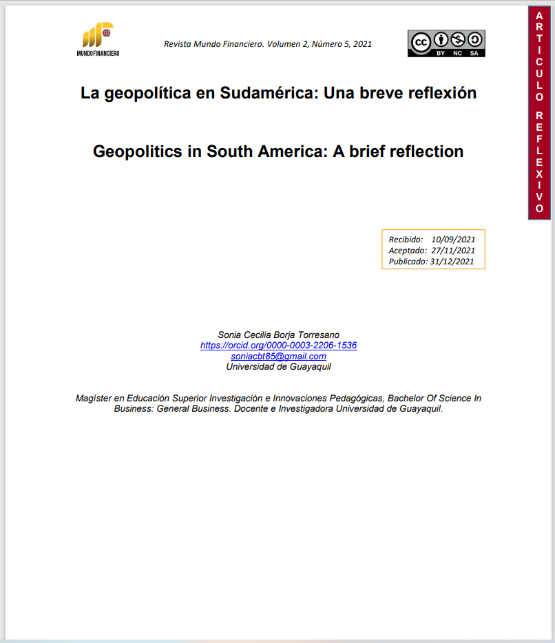 La geopolítica en Sudamérica: Una breve reflexión